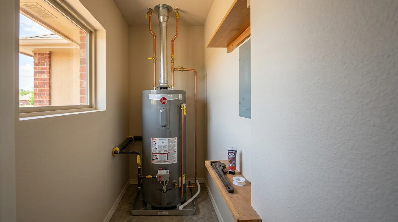 Bailey Plumbing technician working on a home plumbing fixture in the OKC metro area